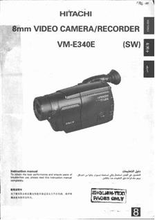 Hitachi VM E 340 E manual. Camera Instructions.